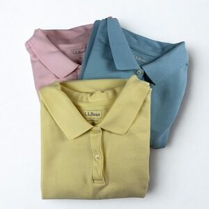 LL Bean Polo Shirt Bundle Womens 3X Yellow Blue Pink Cotton Easter Preppy Spring